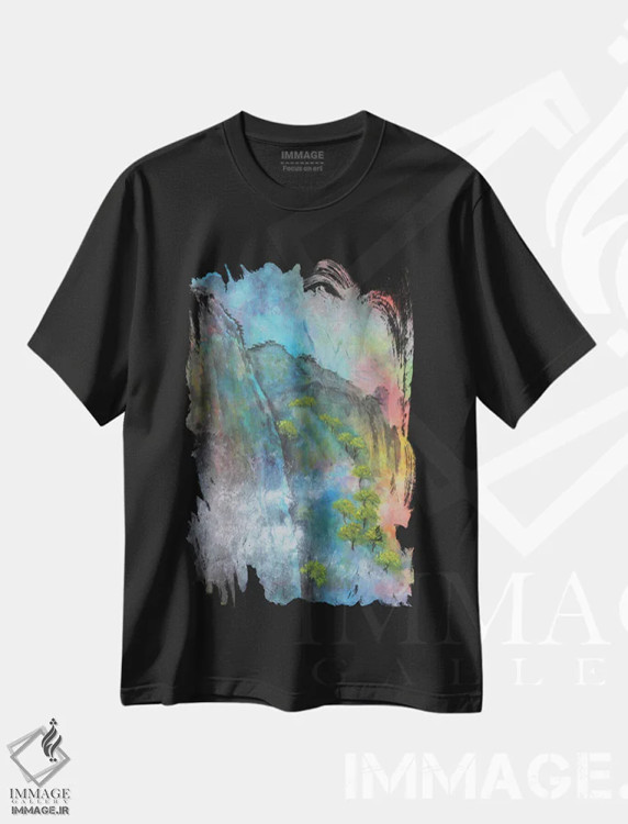 تیشرت مشکی طرح دار غروب ۲، آبستره اثر مینگ فرانز | فروشگاه ایماژ