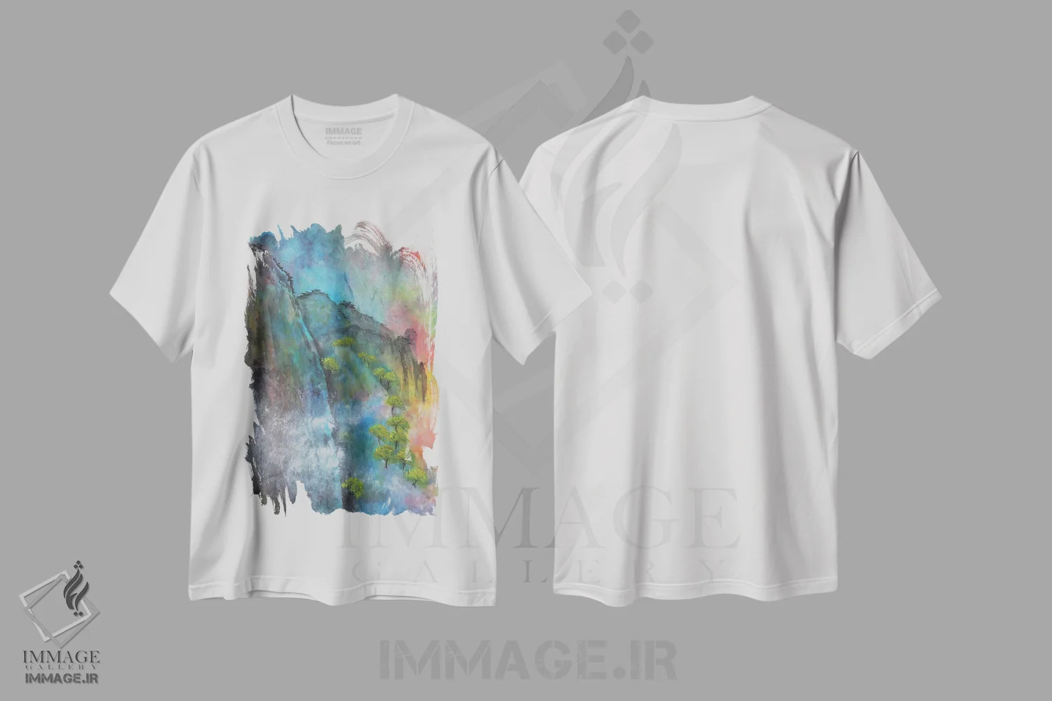 تیشرت سفید طرح دار غروب ۲، آبستره اثر مینگ فرانز | immage.ir