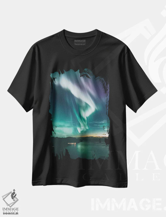 تیشرت مشکی طرح دار پس از غروب، سنیا، نروژ، مدیوم اثر استفن فوس بک | فروشگاه ایماژ