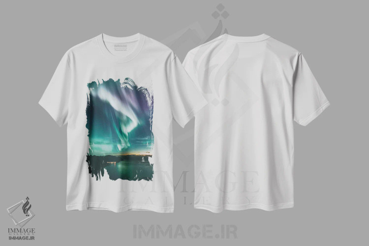 تیشرت سفید طرح دار پس از غروب، سنیا، نروژ، مدیوم اثر استفن فوس بک | immage.ir