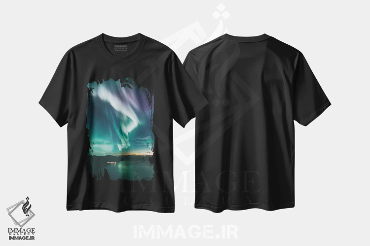 تیشرت مشکی طرح دار پس از غروب، سنیا، نروژ، مدیوم اثر استفن فوس بک | فروشگاه ایماژ
