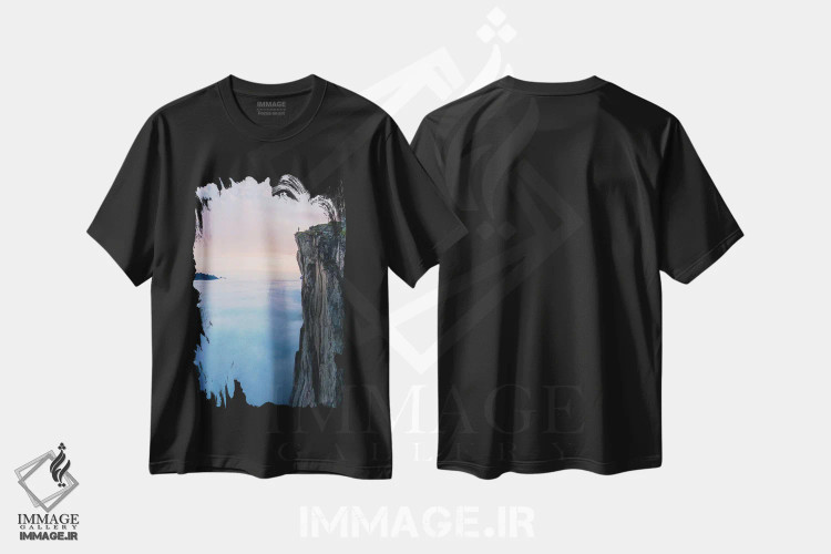 تیشرت مشکی طرح دار جزیره افسانه ای ۲، سنیا، نروژ، مدیوم اثر استفن فوس بک | immage.ir