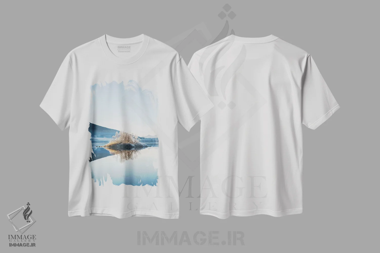 تیشرت سفید طرح دار جزیره پاییز، مدیوم اثر استفن فوس بک | immage.ir