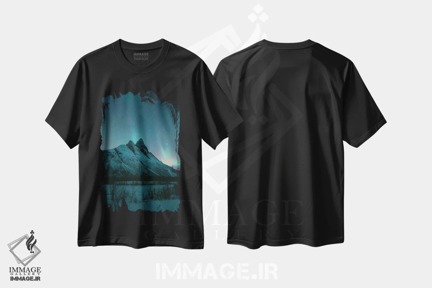 تیشرت مشکی طرح دار شفق قطبی اوتِرتیند، مدیوم اثر استفن فوس بک | فروشگاه ایماژ