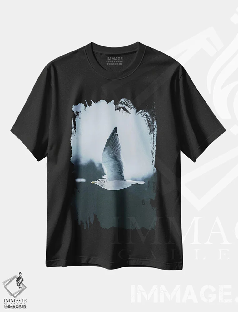 تیشرت مشکی طرح دار پرواز، مدیوم اثر استفن فوس بک | immage.ir