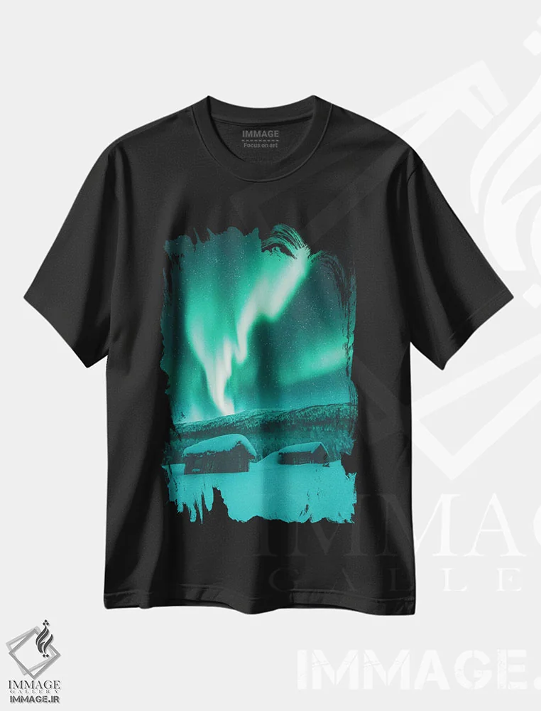 تیشرت مشکی طرح دار شب های یخ زده در جزیره افسانه ای، مدیوم اثر استفن فوس بک | immage.ir