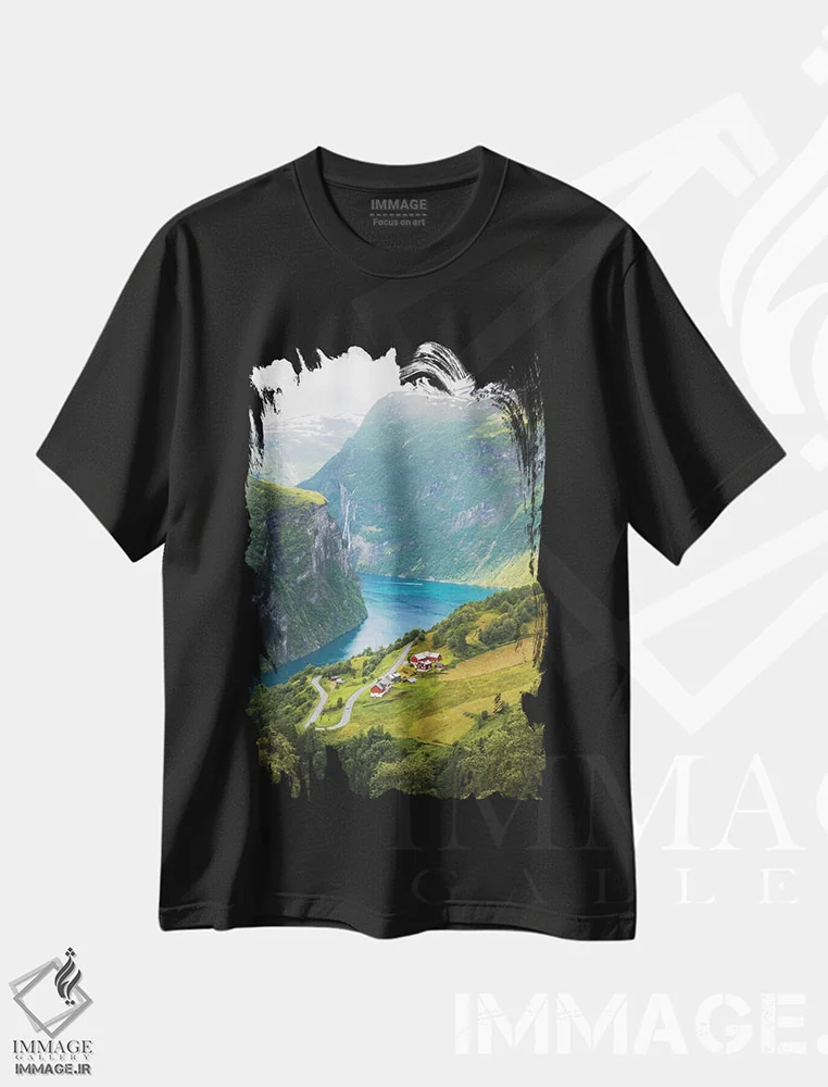 تیشرت مشکی طرح دار فیورد گِیرانگر، نروژ، مدیوم اثر استفن فوس بک | فروشگاه ایماژ