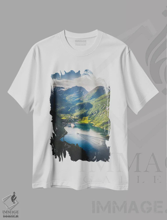 تیشرت سفید طرح دار گیرانگر، نروژ، مدیوم اثر استفن فوس بک | فروشگاه ایماژ