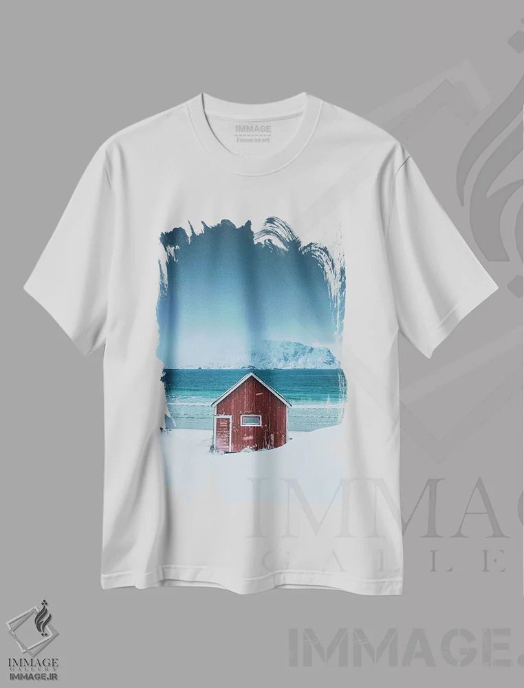 تیشرت سفید طرح دار خانهٔ قایق قطبی، مدیوم اثر استفن فوس بک | immage.ir