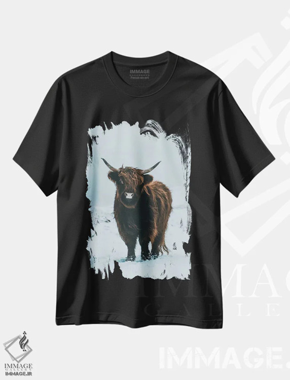 تیشرت مشکی طرح دار گاوهای کوهستانی، جزایر فارو II، دکور تعطیلات اثر استفن فوس بک | فروشگاه ایماژ