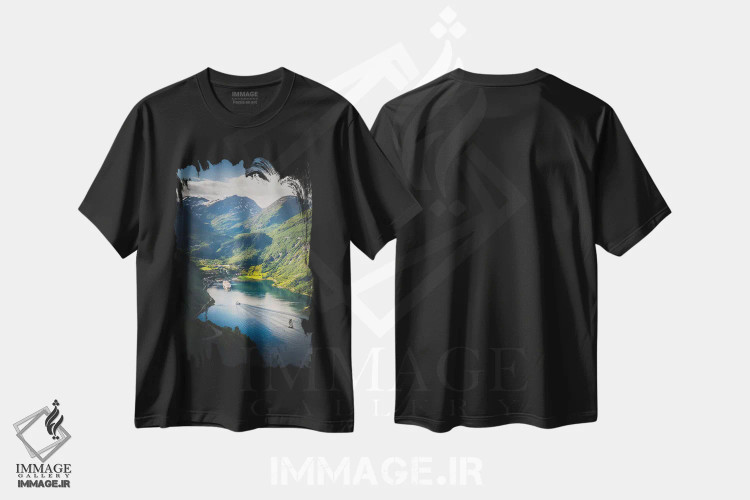 تیشرت مشکی طرح دار گیرانگر، نروژ، مدیوم اثر استفن فوس بک | immage.ir