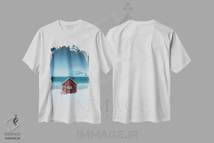 تیشرت سفید طرح دار خانهٔ قایق قطبی، مدیوم اثر استفن فوس بک | immage.ir