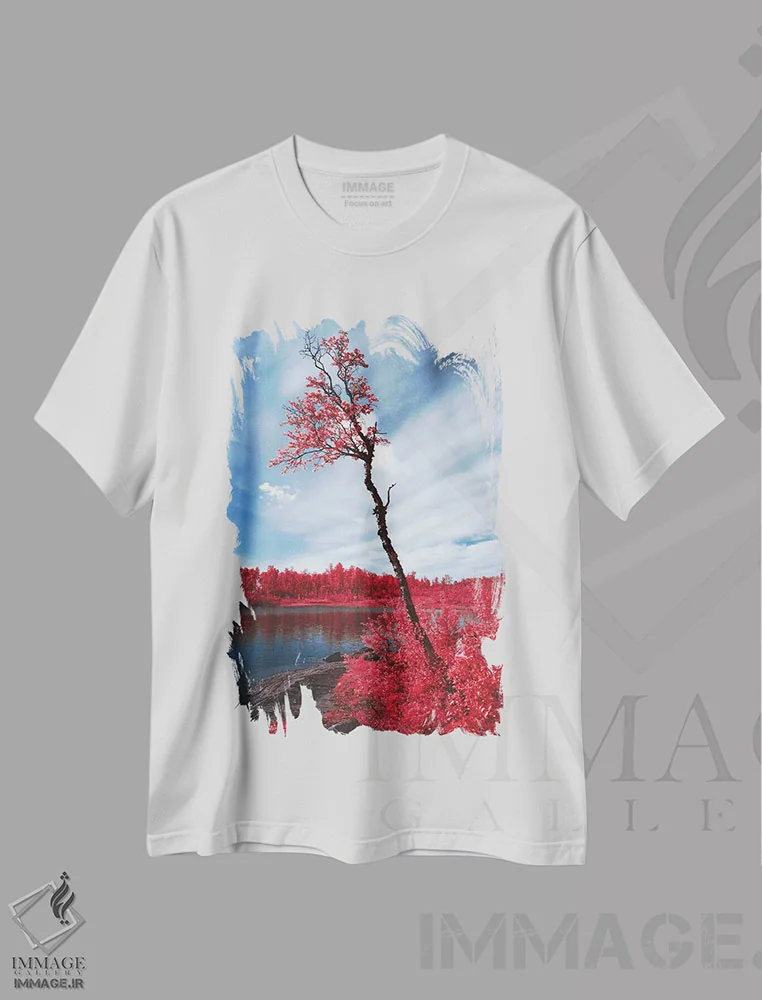 تیشرت سفید طرح دار منظرهٔ مادون قرمز، رینه، نروژ، مدیوم اثر استفن فوس بک | immage.ir