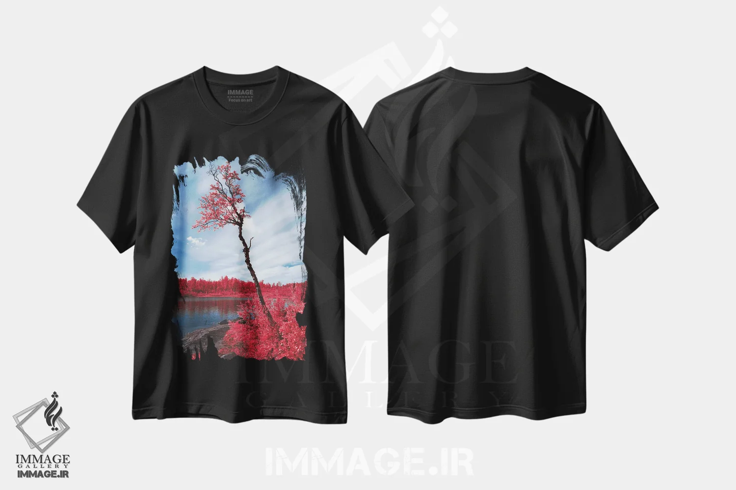 تیشرت مشکی طرح دار منظرهٔ مادون قرمز، رینه، نروژ، مدیوم اثر استفن فوس بک | فروشگاه ایماژ