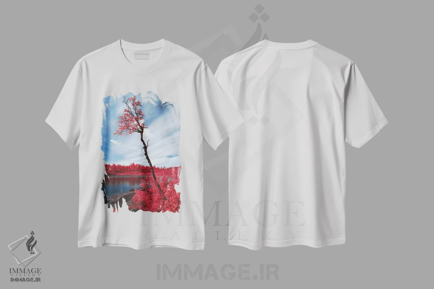 تیشرت سفید طرح دار منظرهٔ مادون قرمز، رینه، نروژ، مدیوم اثر استفن فوس بک | immage.ir
