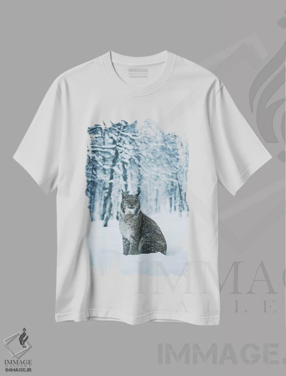 تیشرت سفید طرح دار سیاه گوش، دکور تعطیلات اثر استفن فوس بک | فروشگاه ایماژ