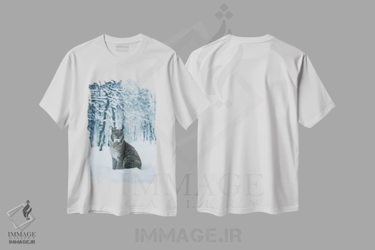 تیشرت سفید طرح دار سیاه گوش، دکور تعطیلات اثر استفن فوس بک | فروشگاه ایماژ