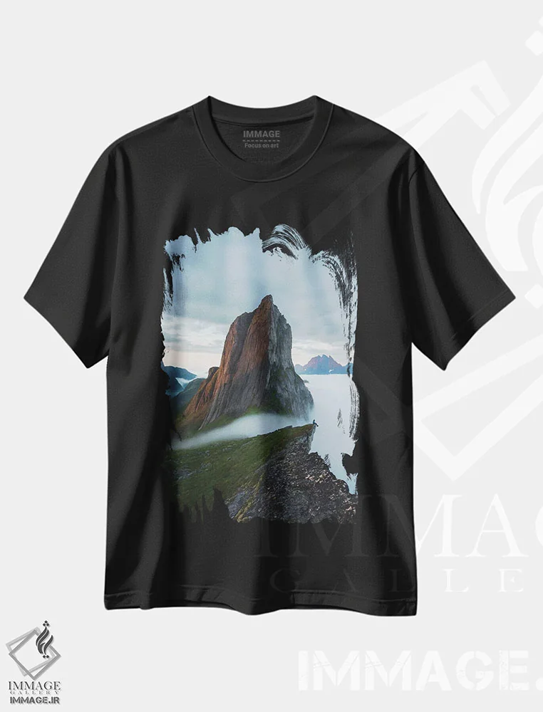 تیشرت مشکی طرح دار نیمه شب و آرامش، مدیوم اثر استفن فوس بک | فروشگاه ایماژ