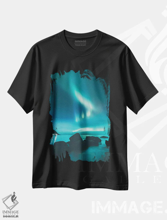 تیشرت مشکی طرح دار نمایش شبانه، دکور تعطیلات اثر استفن فوس بک | فروشگاه ایماژ