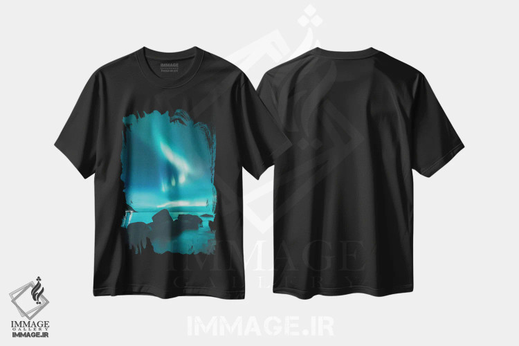تیشرت مشکی طرح دار نمایش شبانه، دکور تعطیلات اثر استفن فوس بک | فروشگاه ایماژ