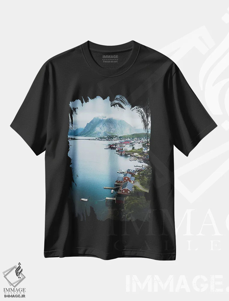 تیشرت مشکی طرح دار رینه، لوفوتن، نروژ، مدیوم اثر استفن فوس بک | فروشگاه ایماژ