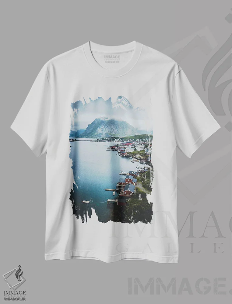 تیشرت سفید طرح دار رینه، لوفوتن، نروژ، مدیوم اثر استفن فوس بک | immage.ir