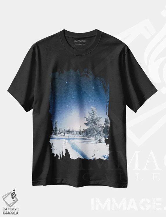 تیشرت مشکی طرح دار ریسیتونتوری، فنلاند II، دکور تعطیلات اثر استفن فوس بک | فروشگاه ایماژ