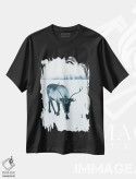 تیشرت مشکی طرح دار گوزن شمالی خجالتی، دکور تعطیلات اثر استفن فوس بک | فروشگاه ایماژ