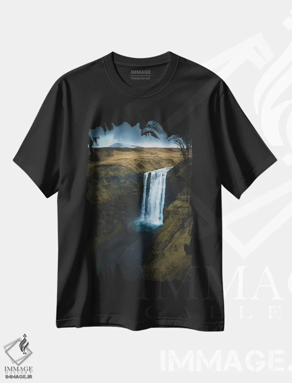 تیشرت مشکی طرح دار اسکوگافوس، ایسلند، مدیوم اثر استفن فوس بک | immage.ir