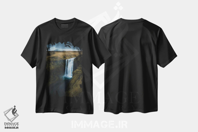 تیشرت مشکی طرح دار اسکوگافوس، ایسلند، مدیوم اثر استفن فوس بک | immage.ir