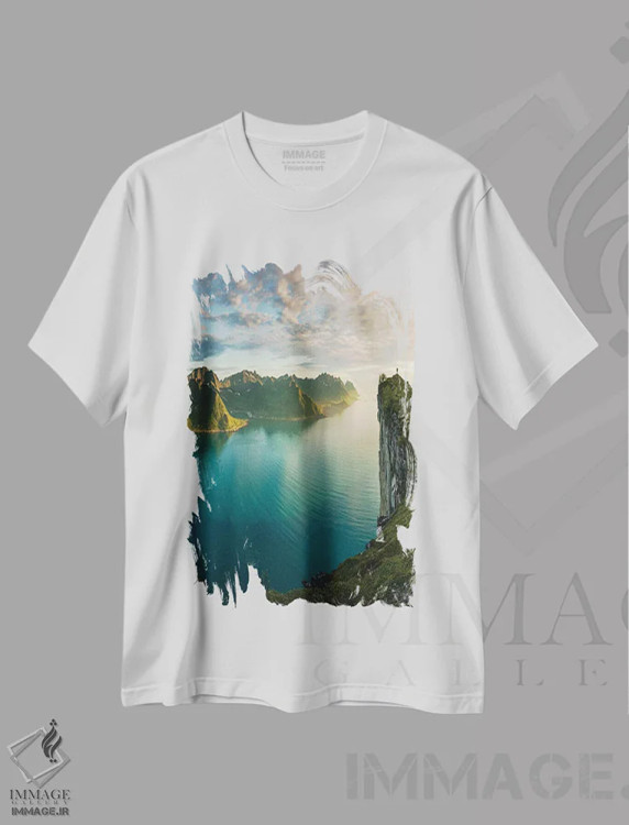 تیشرت سفید طرح دار جزیرهٔ افسانه ای، مدیوم اثر استفن فوس بک | فروشگاه ایماژ