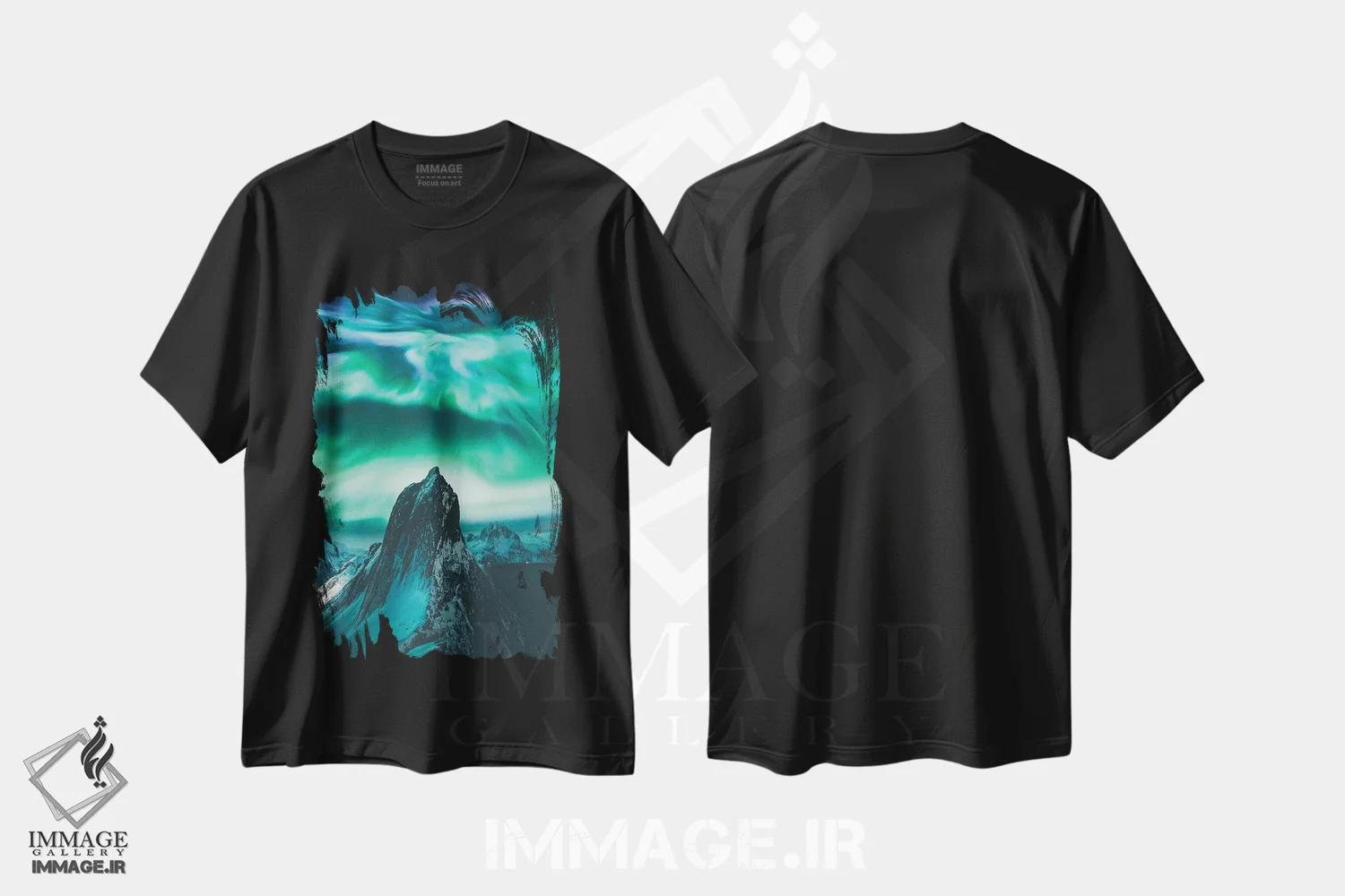 تیشرت مشکی طرح دار کرونا، مدیوم اثر استفن فوس بک | فروشگاه ایماژ