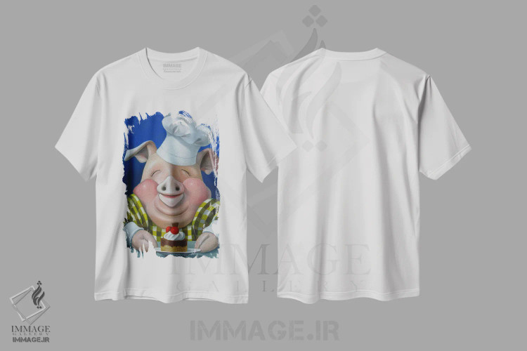 تیشرت سفید طرح دار اینجاست یک پیراشکی خوشمزه!، هنر فاخر معاصر اثر فرانک وارمدام | فروشگاه ایماژ