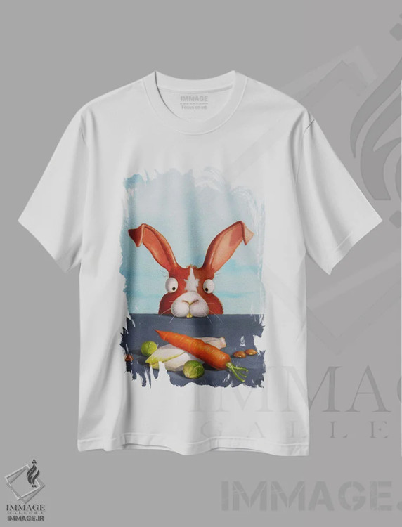 تیشرت سفید طرح دار خوشمزه، هنر فاخر معاصر اثر فرانک وارمدام | immage.ir