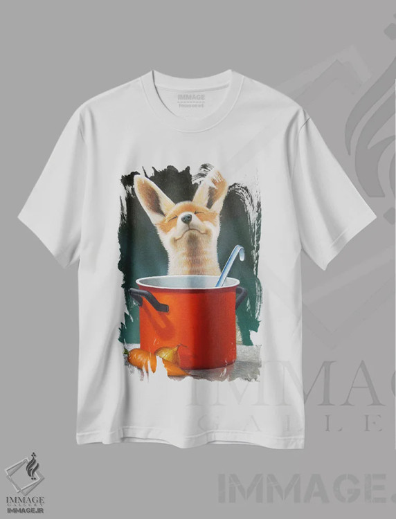 تیشرت سفید طرح دار هوم... سوپ مرغ!، هنر فاخر معاصر اثر فرانک وارمدام | immage.ir
