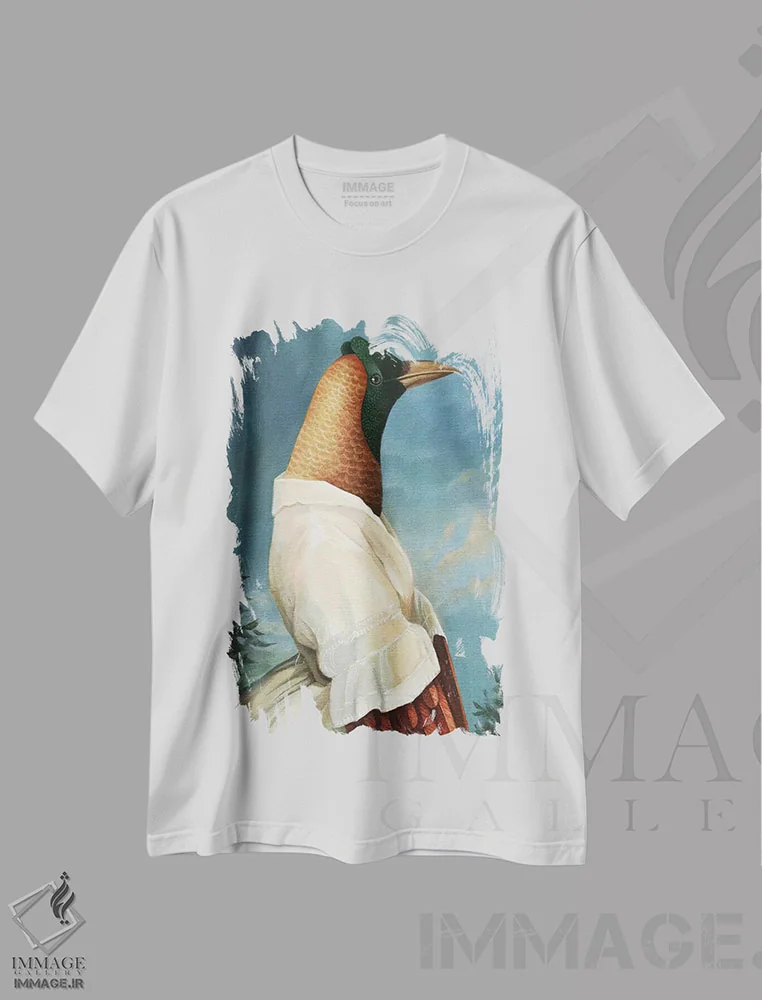 تیشرت سفید طرح دار پرندهٔ بهشتی، مدیوم اثر فوکسی اند پیپر | فروشگاه ایماژ