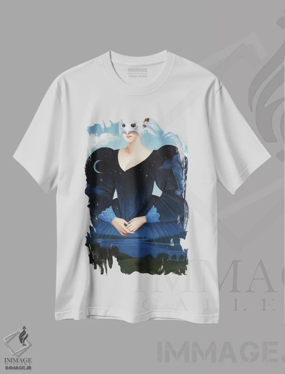 تیشرت سفید طرح دار لباس مجلسی شب، مدیوم اثر فوکسی اند پیپر | فروشگاه ایماژ
