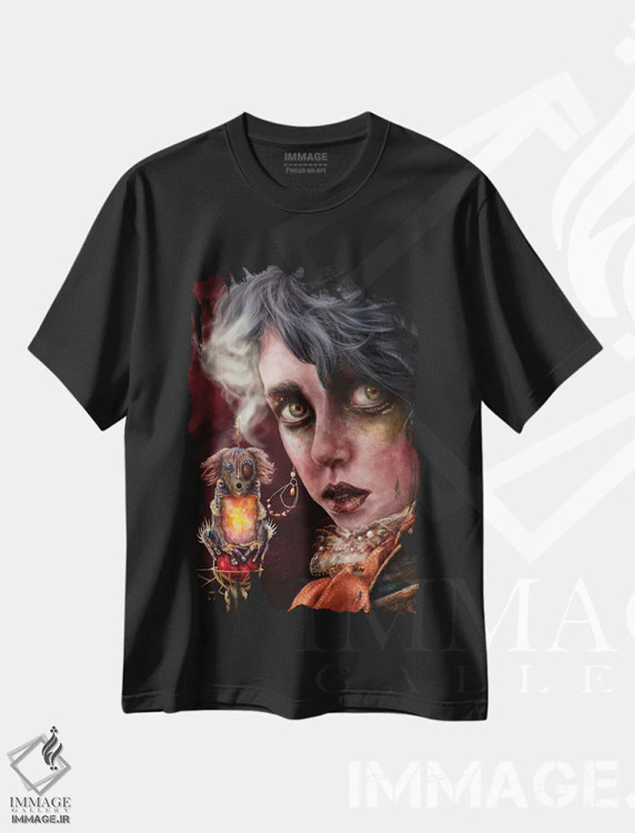 تیشرت مشکی طرح دار نگهبان رویا، هنر فاخر معاصر اثر فیبل | فروشگاه ایماژ