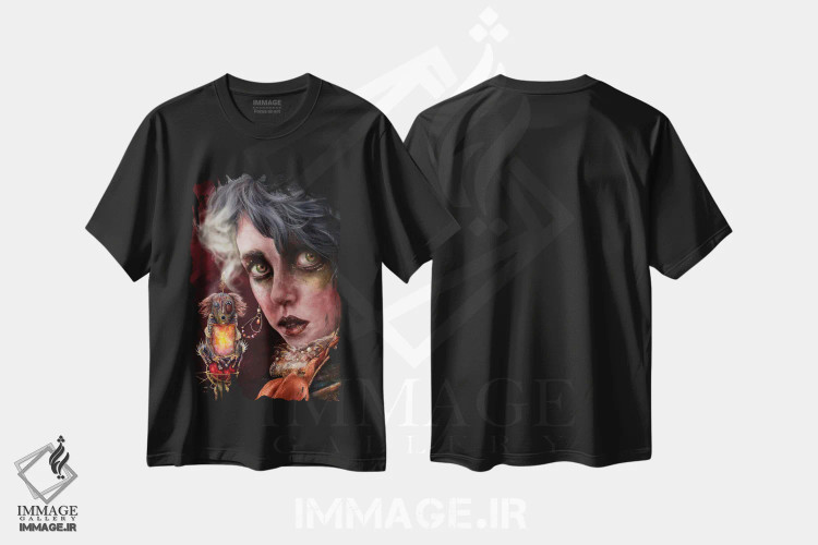 تیشرت مشکی طرح دار نگهبان رویا، هنر فاخر معاصر اثر فیبل | فروشگاه ایماژ