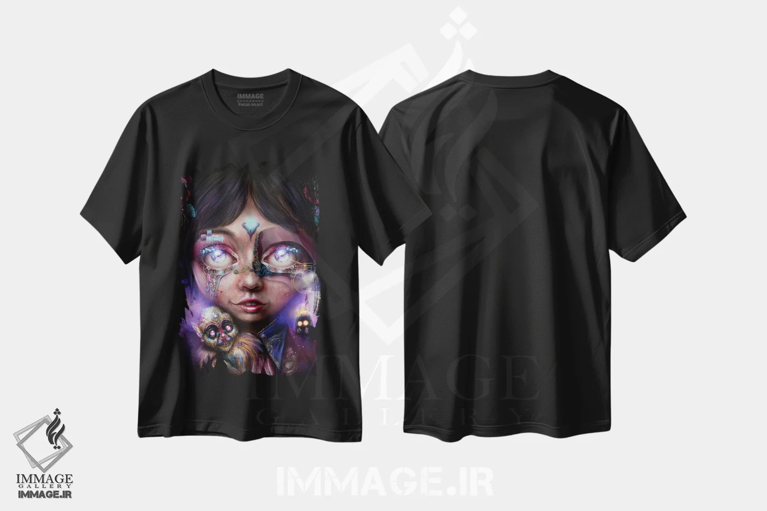 تیشرت مشکی طرح دار پرنسس قلع، هنر فاخر معاصر اثر فیبل | immage.ir