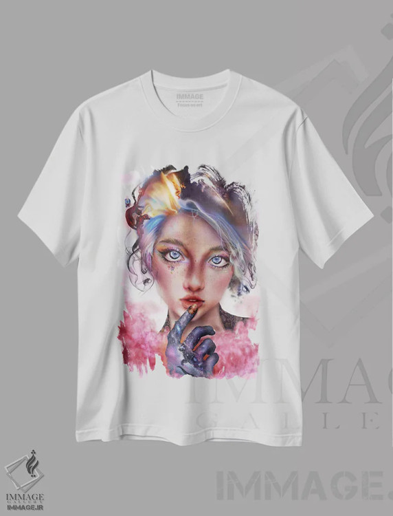 تیشرت سفید طرح دار آیامیکس، هنر فاخر معاصر اثر فیبل | immage.ir