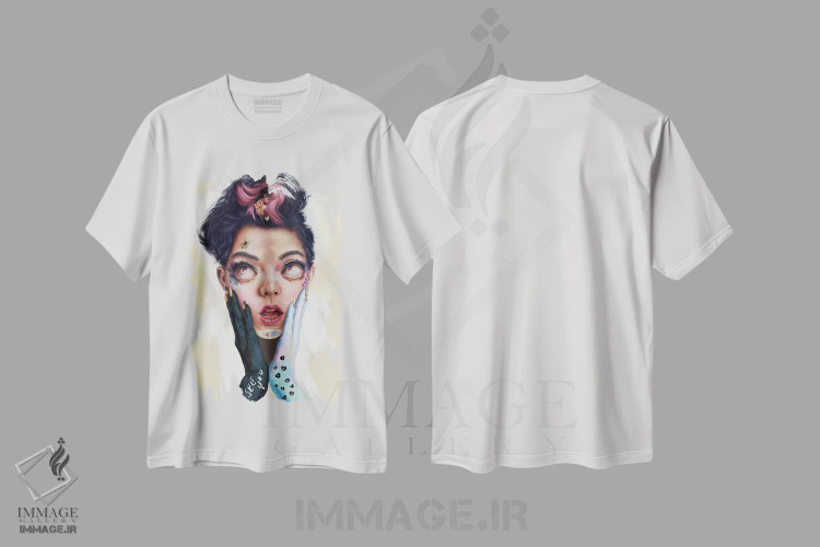 تیشرت سفید طرح دار نیش عشق، هنر فاخر معاصر اثر فیبل | فروشگاه ایماژ