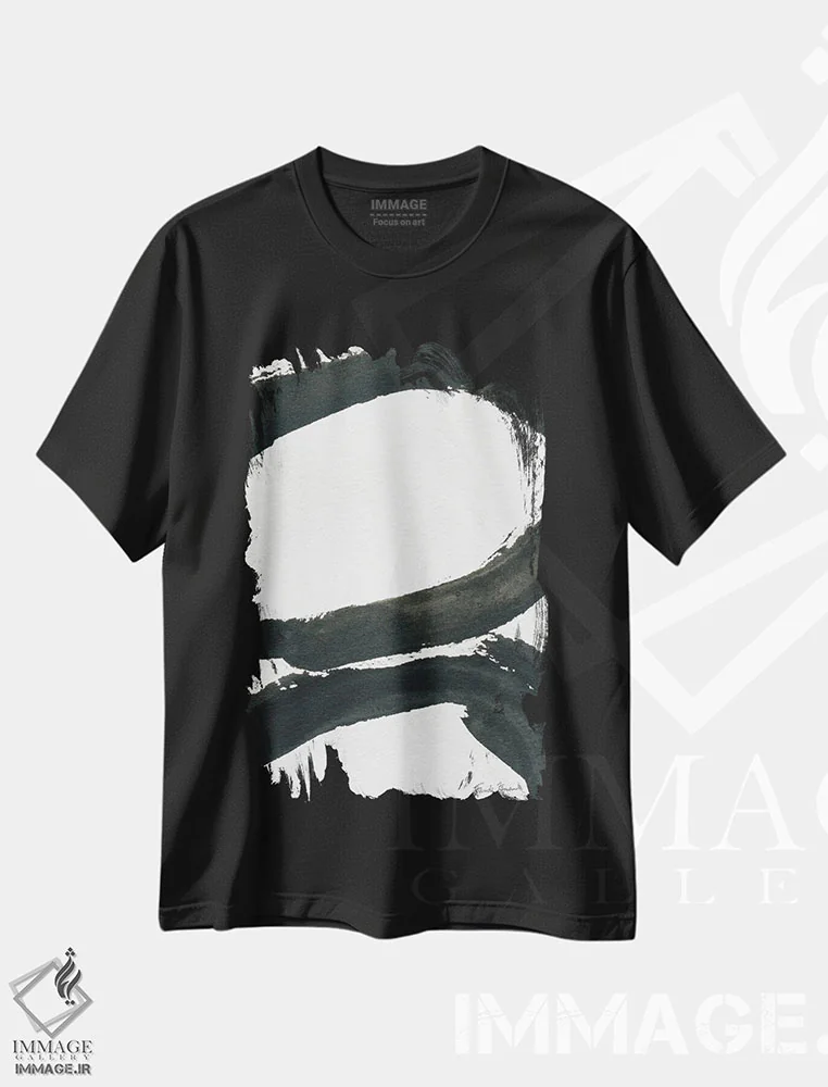 تیشرت مشکی طرح دار جوهرین ۱ اثر فریده زمان | فروشگاه ایماژ