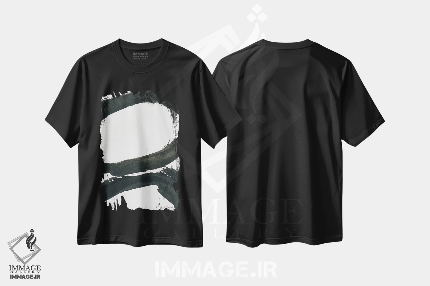 تیشرت مشکی طرح دار جوهرین ۱ اثر فریده زمان | فروشگاه ایماژ