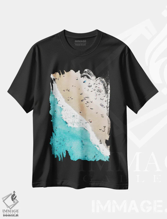 تیشرت مشکی طرح دار حال و هوای ساحلی ۲، مدیوم اثر گال دیزاین | immage.ir