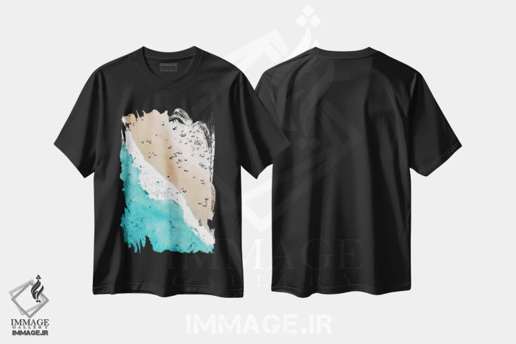 تیشرت مشکی طرح دار حال و هوای ساحلی ۲، مدیوم اثر گال دیزاین | immage.ir