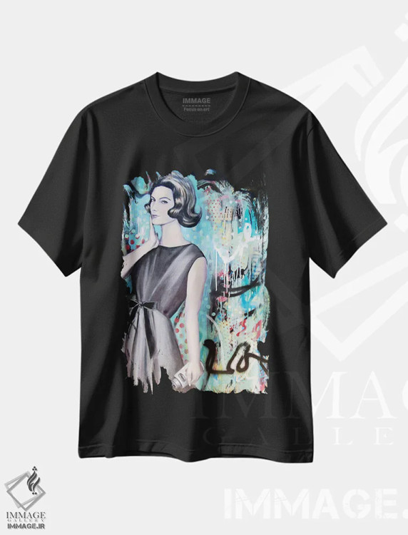 تیشرت مشکی طرح دار هنرآفرینی کردم، هنر فاخر معاصر اثر تارا گامل | فروشگاه ایماژ