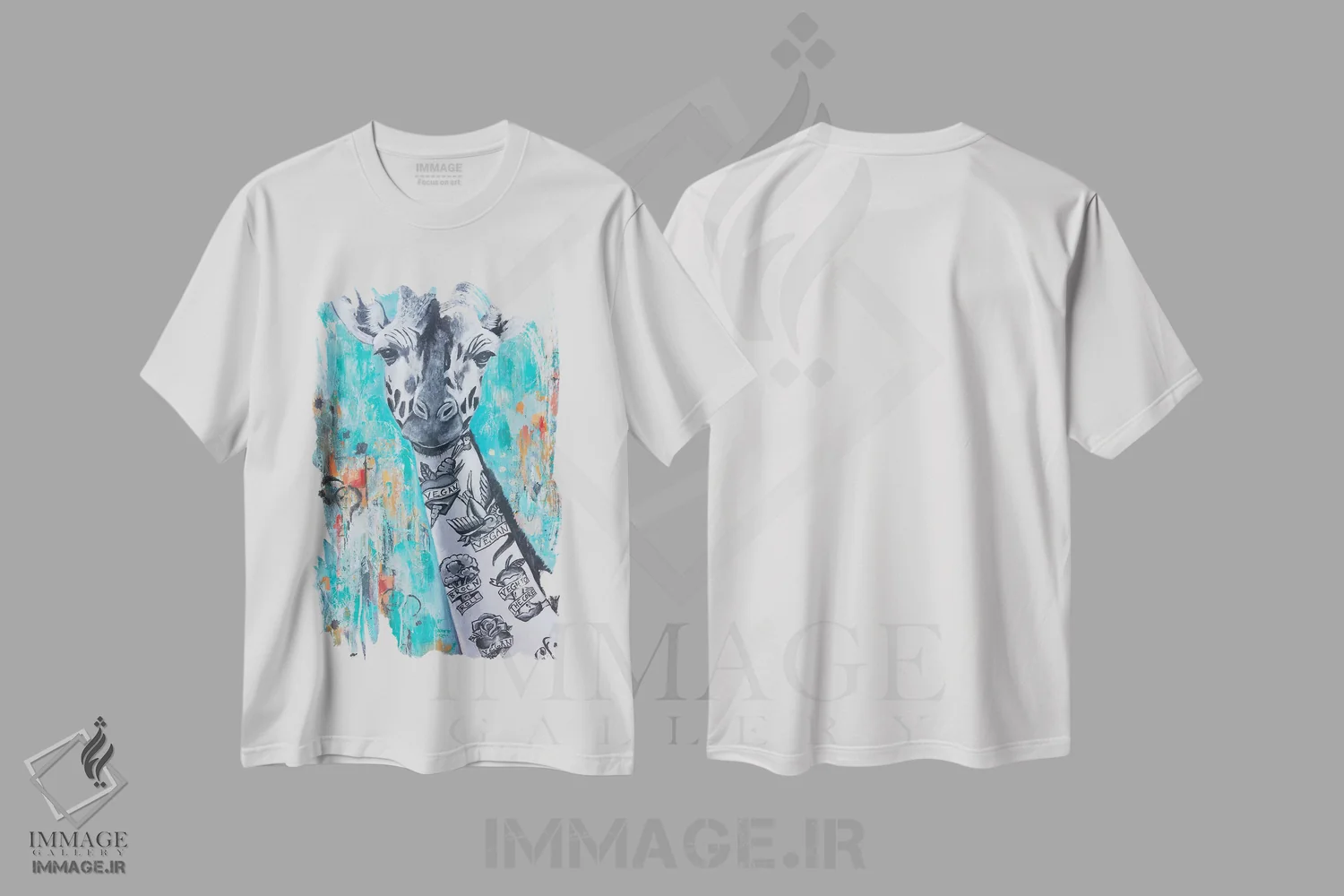 تیشرت سفید طرح دار زندگی گیاهی دیوانه وار، هنر فاخر معاصر اثر تارا گامل | immage.ir