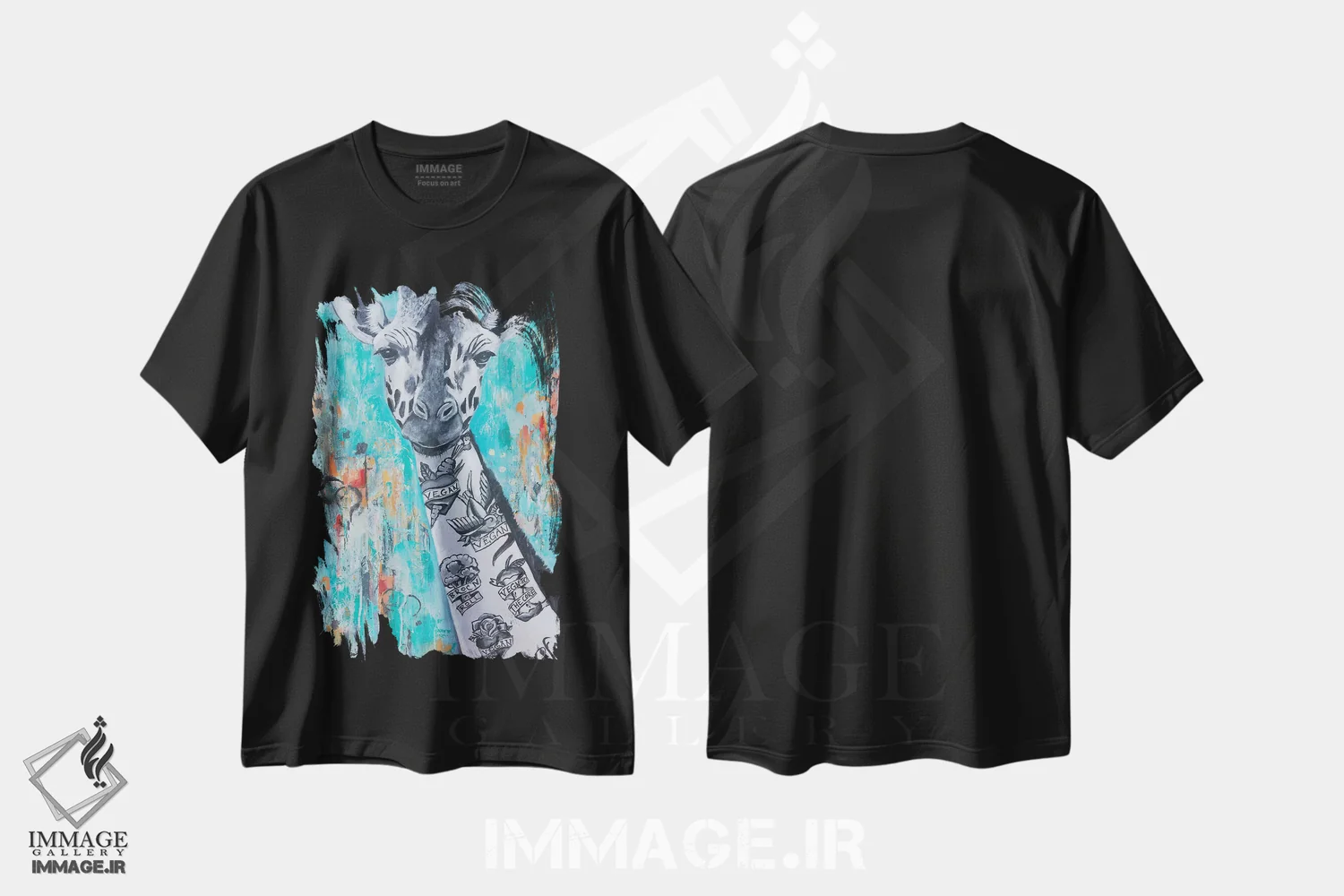 تیشرت مشکی طرح دار زندگی گیاهی دیوانه وار، هنر فاخر معاصر اثر تارا گامل | فروشگاه ایماژ