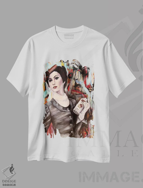 تیشرت سفید طرح دار مسئولیت، هنر فاخر معاصر اثر تارا گامل | فروشگاه ایماژ